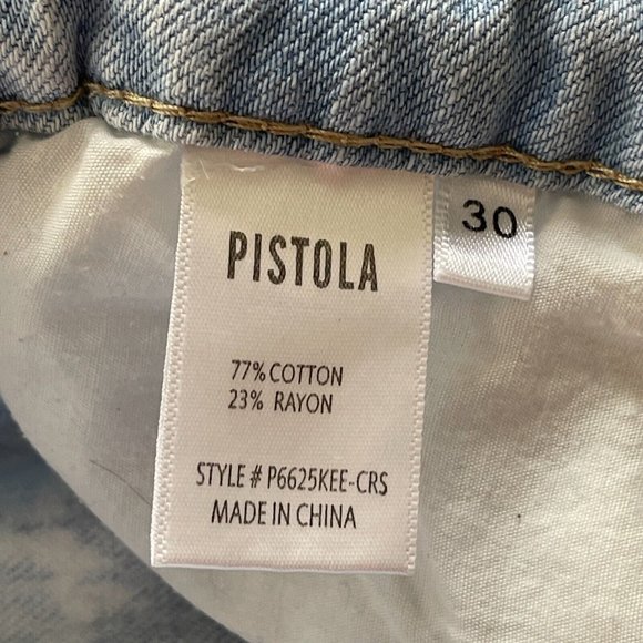 Pistola Fold-over High Rise Jeans Womens sz 30 Relaxed Straight-leg Crush Wash - Picture 8 of 9